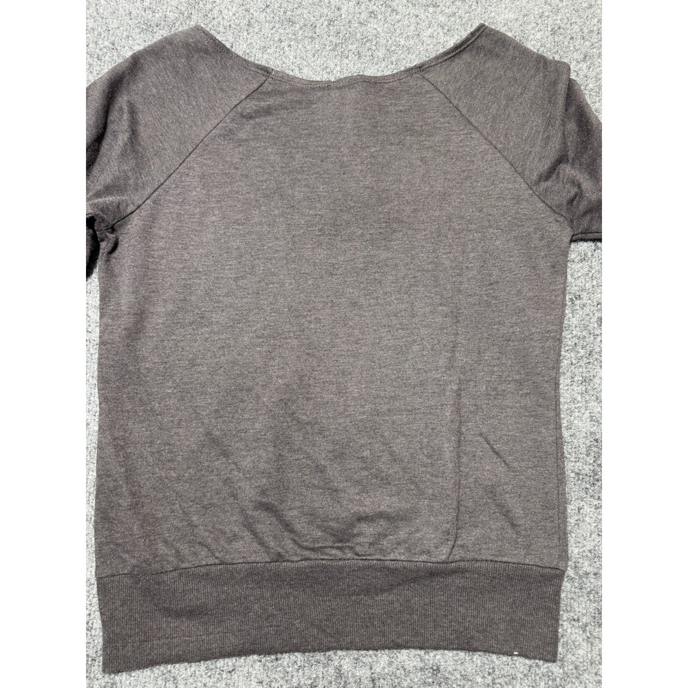 Joe Boxer Sequin Heart Sparkle Long Sleeve Top Womens S Charcoal Grey Sweatshirt - Picture 7 of 7